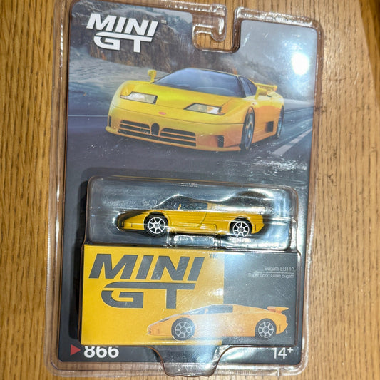 Mini GT #866 Bugatti EB110 - Yellow - 1:64 Scale Diecast Collector Car